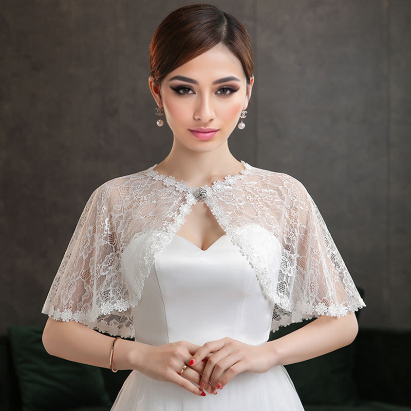 Wedding Dress Supply - Свадебная кружевная шаль с цветочным принтом