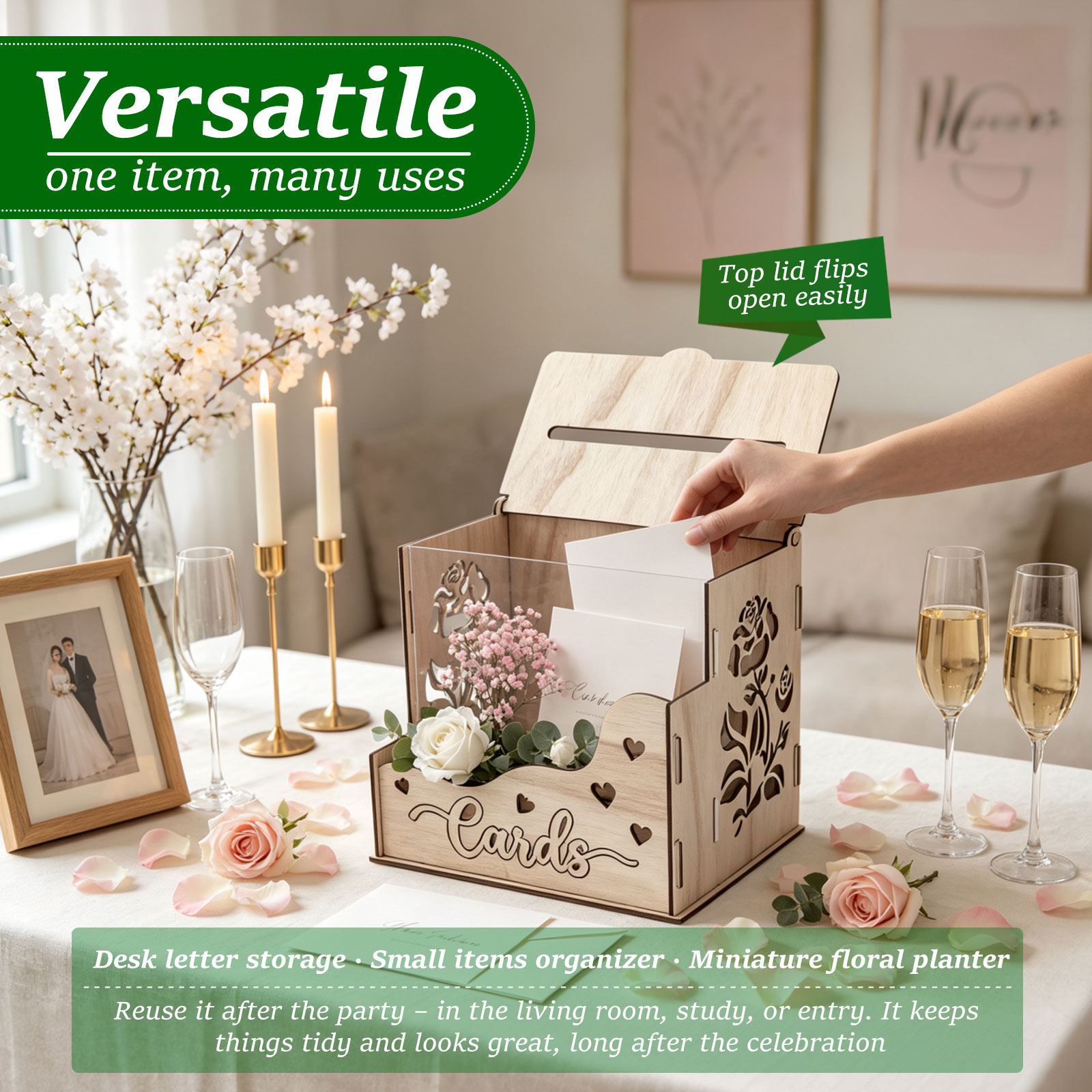 Деревянная коробка для приглаш – обзор и цена Wedding Card Box