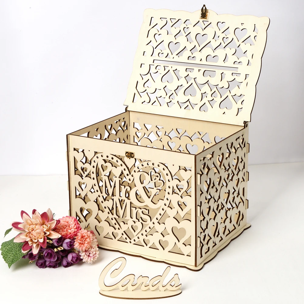 Деревянная свадебная открытка, – обзор и цена Wedding Card Box