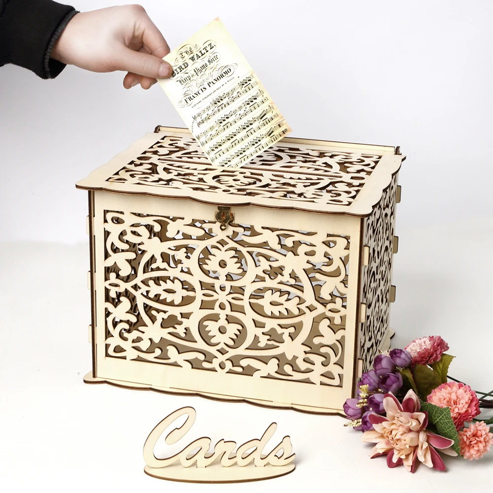 Деревянная свадебная открытка, – обзор и цена Wedding Card Box