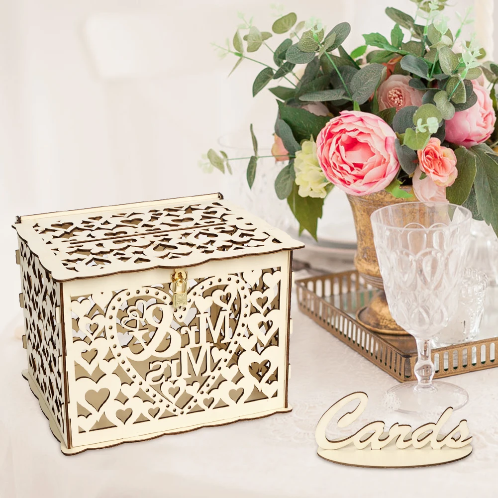 Деревянная свадебная открытка, – обзор и цена Wedding Card Box