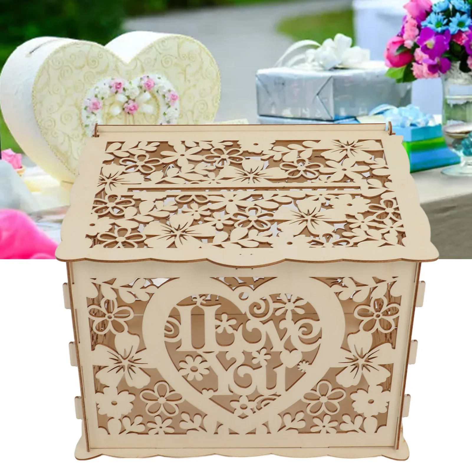 DIY полые деревянные коробки,  – обзор и цена Wedding Card Box