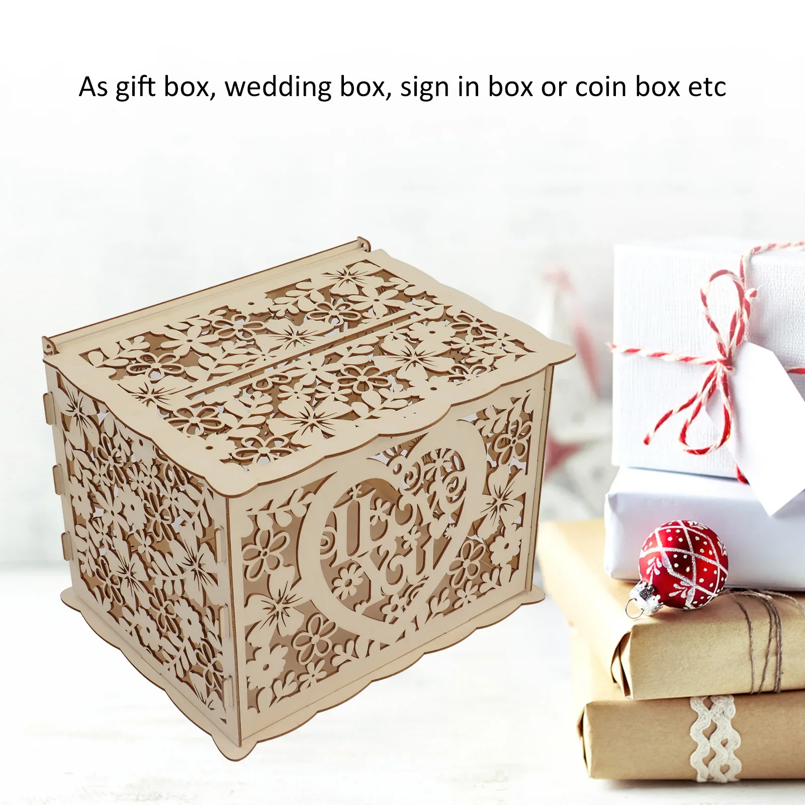 DIY полые деревянные коробки,  – обзор и цена Wedding Card Box