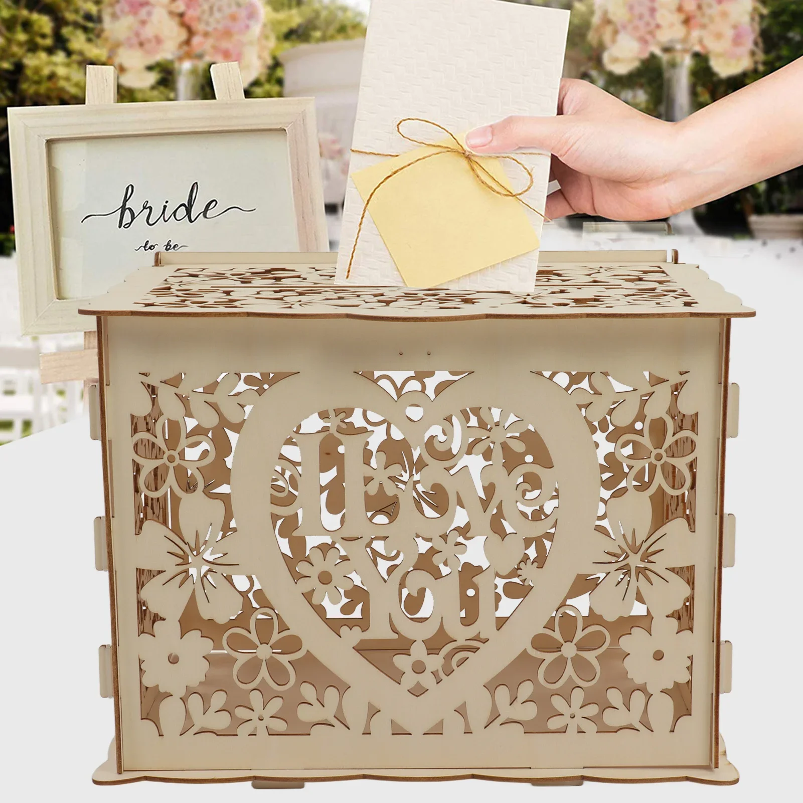 DIY полые деревянные коробки,  – обзор и цена Wedding Card Box